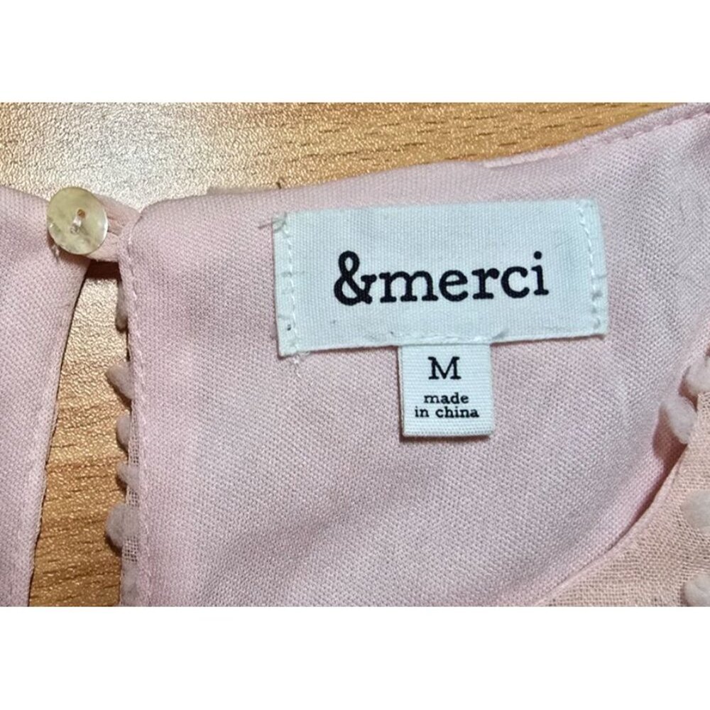 &Merci Mini Dress Medium Blush Pink Textured Femme Romantic Tie Waist Flattering - Picture 3 of 12